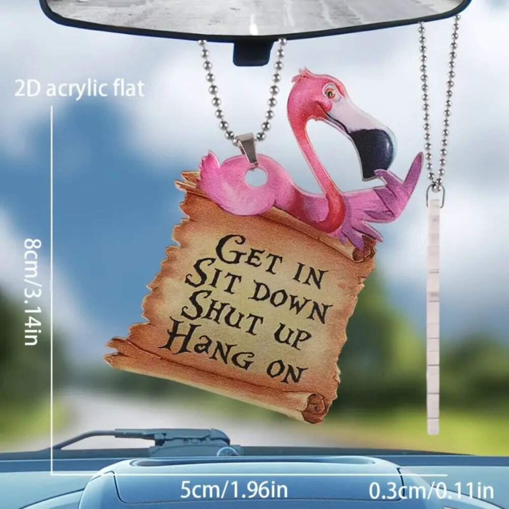 Fun and Festive  Pink Flamingo Car Ornament NWT